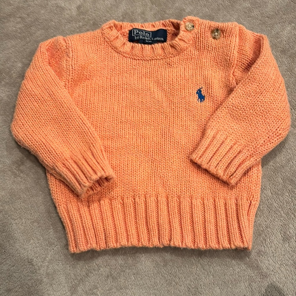 Polo Ralph Lauren Toddler Orange Cotton sweater size 9 Months